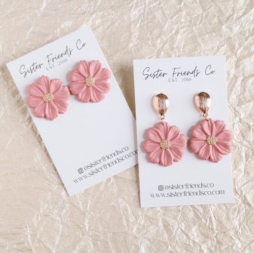 Floral Earrings | Blush Pink | Dangle + Stud options