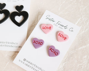 Black Heart Earrings | Candy Hearts | Valentine's Day